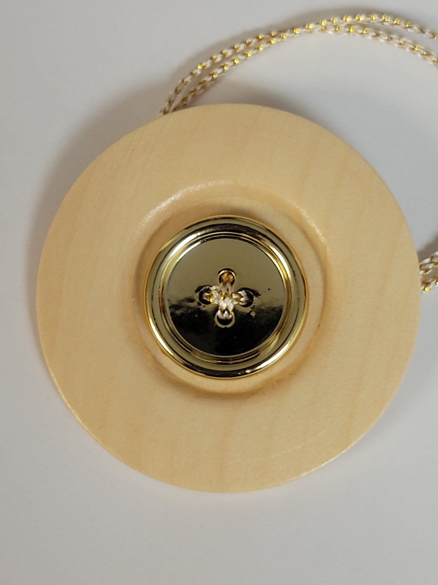 Natural Wood and Gold Fashion Button
