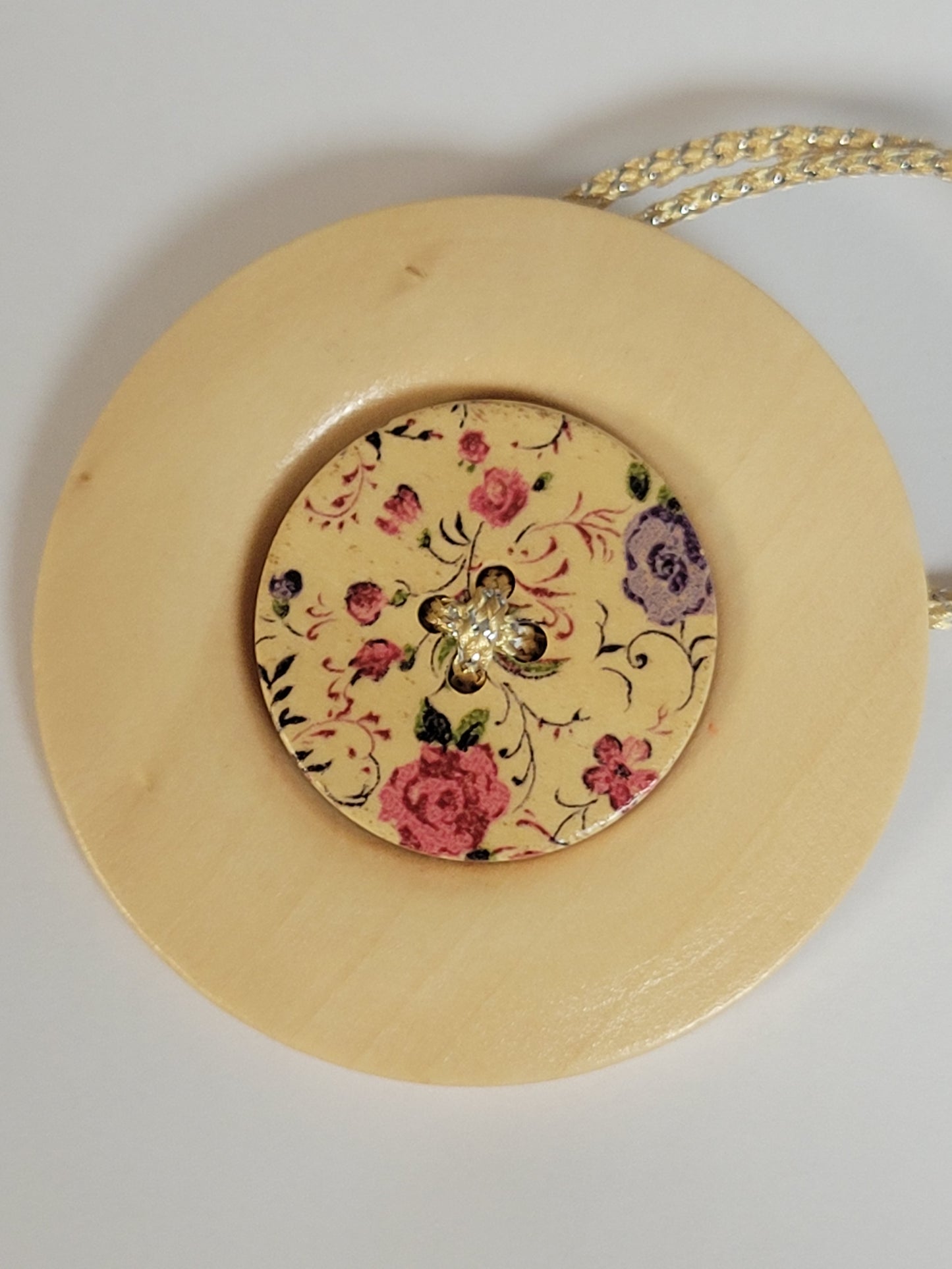 3" Natural Wood color and Flower Fashion Button