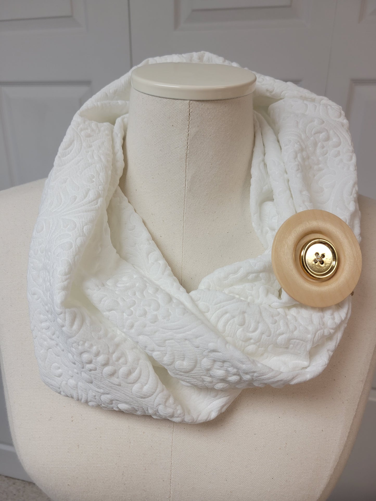 Natural Wood and Gold Fashion Button